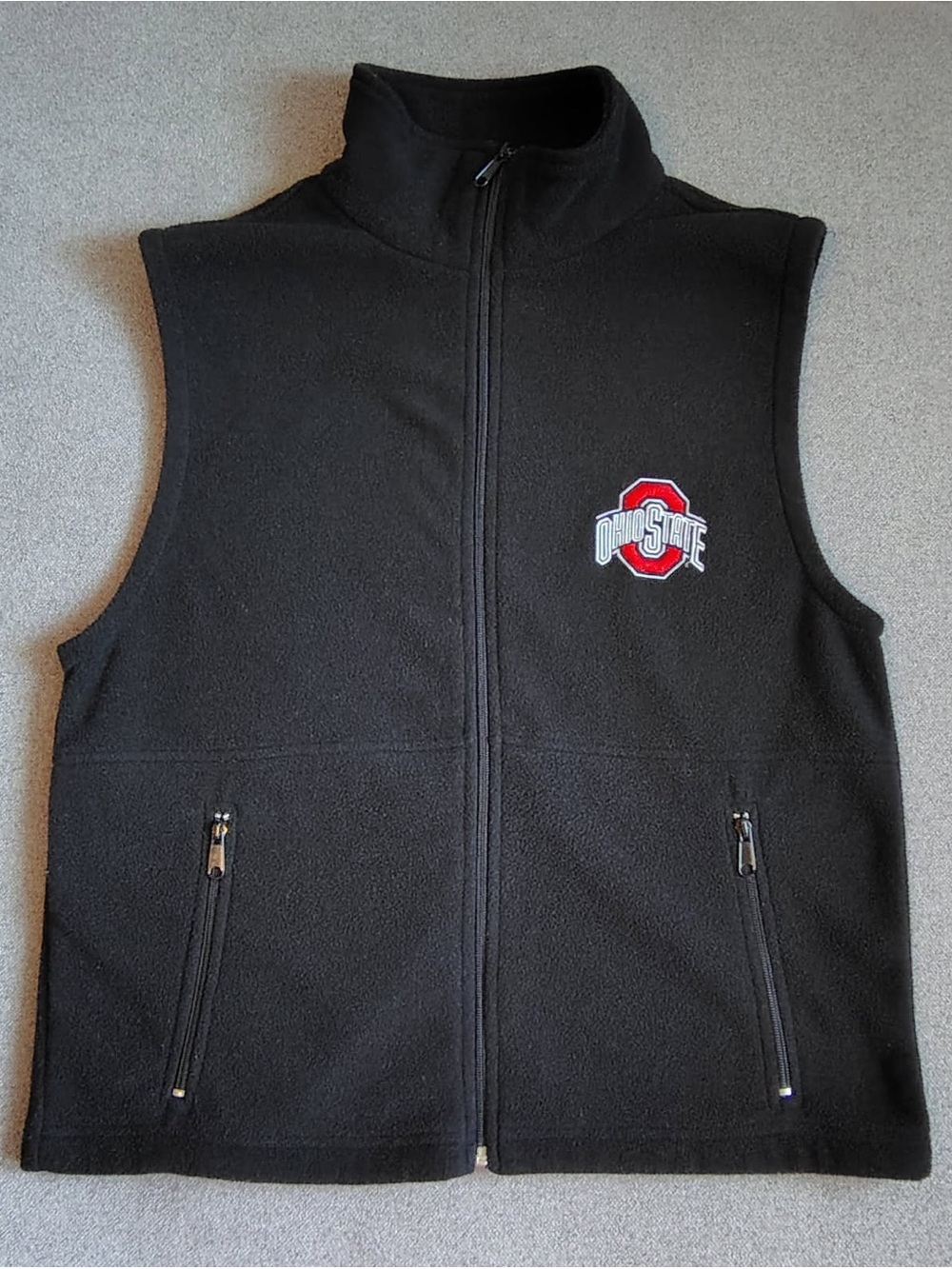 Vtg 90s Cheneral Ohio State Buckeyes Full Zip Fleece Vest Men M Black NCAA